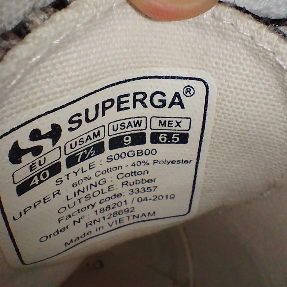 Superga 2790 PUFANW Platform Black White Snake Sneakers Size 9